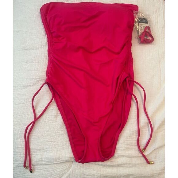 Lauren Ralph Lauren. Beach Club Solids Ruched Strapless One Piece NEW NWT - Picture 5 of 11